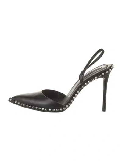 Pre-owned Alexander Wang Leather Studded Accents Slingback Pumps In Black