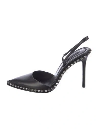 Pre-owned Alexander Wang Leather Studded Accents Slingback Pumps In Black