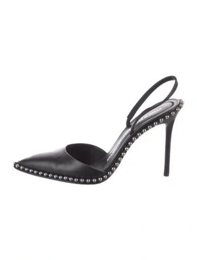 Pre-owned Alexander Wang Leather Studded Accents Slingback Pumps In Black