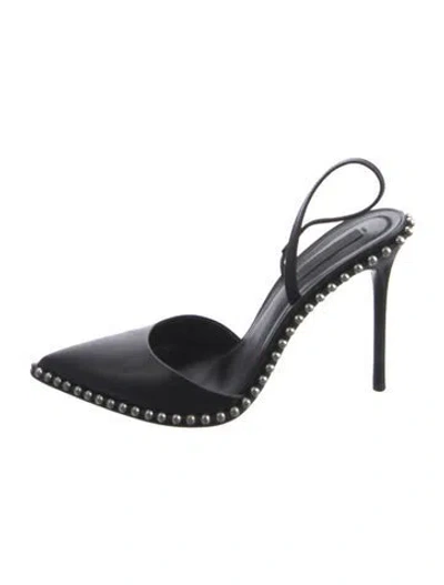 Pre-owned Alexander Wang Leather Studded Accents Slingback Pumps In Black