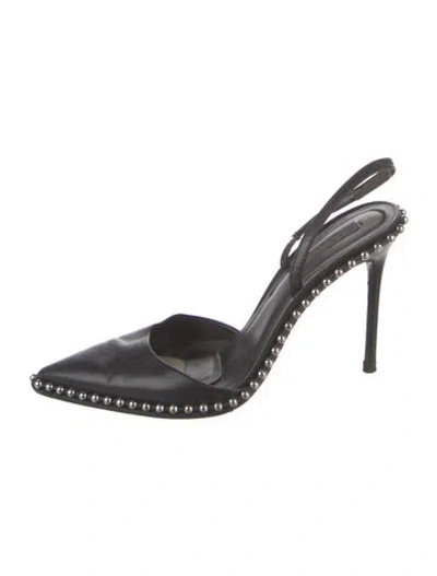 Pre-owned Alexander Wang Leather Studded Accents Slingback Pumps In Black