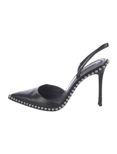 Pre-owned Alexander Wang Leather Studded Accents Slingback Pumps In Black