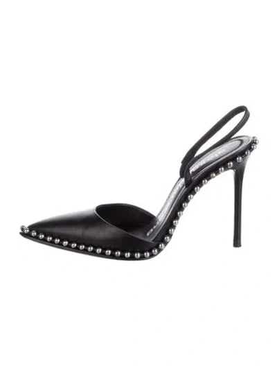 Pre-owned Alexander Wang Leather Studded Accents Slingback Pumps In Black
