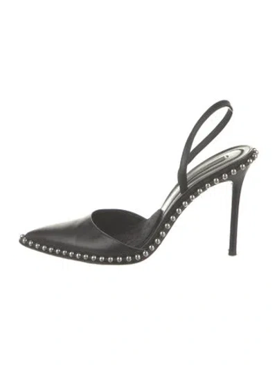 Pre-owned Alexander Wang Leather Studded Accents Slingback Pumps In Black