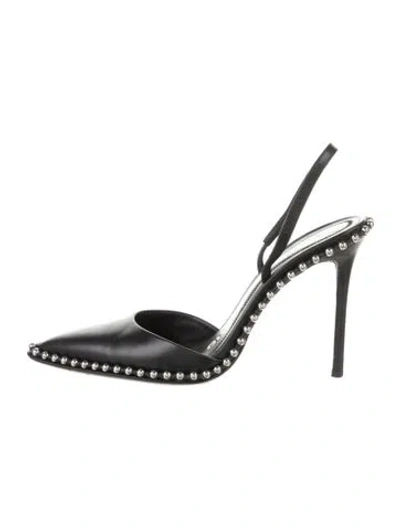 Pre-owned Alexander Wang Leather Studded Accents Slingback Pumps In Black