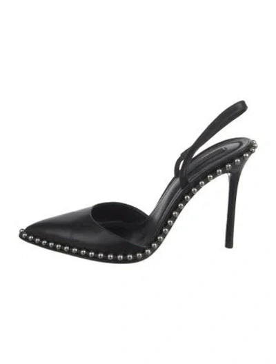 Pre-owned Alexander Wang Leather Studded Accents Slingback Pumps In Black