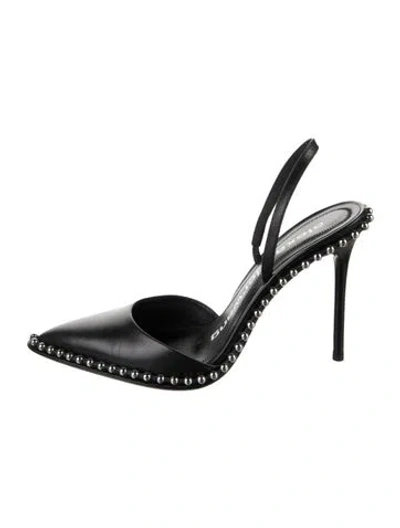Pre-owned Alexander Wang Leather Studded Accents Slingback Pumps In Black