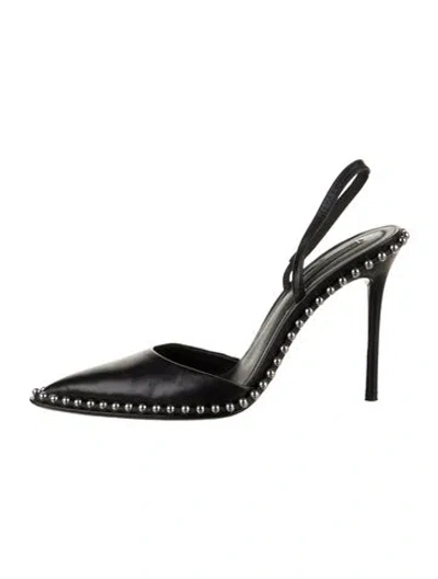 Pre-owned Alexander Wang Leather Studded Accents Slingback Pumps In Black