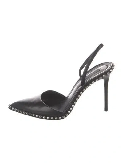 Pre-owned Alexander Wang Leather Studded Accents Slingback Pumps In Black
