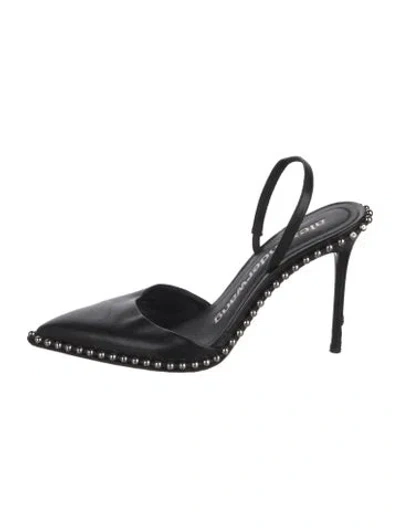 Pre-owned Alexander Wang Leather Studded Accents Slingback Pumps In Black