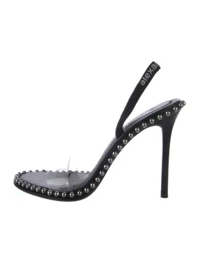 Pre-owned Alexander Wang Leather Studded Accents Slingback Pumps In Black