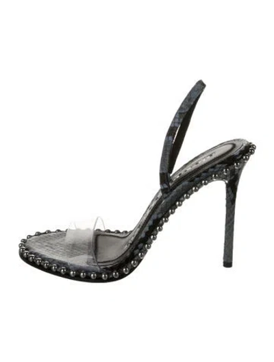 Pre-owned Alexander Wang Leather Studded Accents Slingback Sandals In Black