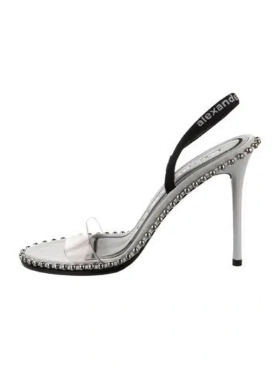 Pre-owned Alexander Wang Leather Studded Accents Slingback Sandals In Transparent
