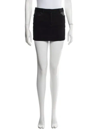 Pre-owned Alexander Wang Leather Trim Embellishment Mini Skirt In Black