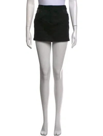 Pre-owned Alexander Wang Leather Trim Embellishment Mini Skirt In Black
