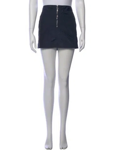 Pre-owned Alexander Wang Leather Trim Embellishment Mini Skirt In Blue