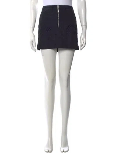 Pre-owned Alexander Wang Leather Trim Embellishment Mini Skirt In Blue