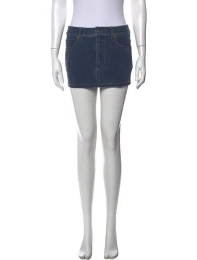 Pre-owned Alexander Wang Leather Trim Embellishment Mini Skirt In Blue