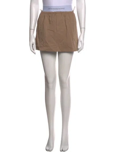 Pre-owned Alexander Wang Leather Trim Embellishment Mini Skirt In Neutrals