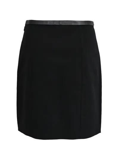 Pre-owned Alexander Wang Leather-trimmed Pencil Skirt In Black