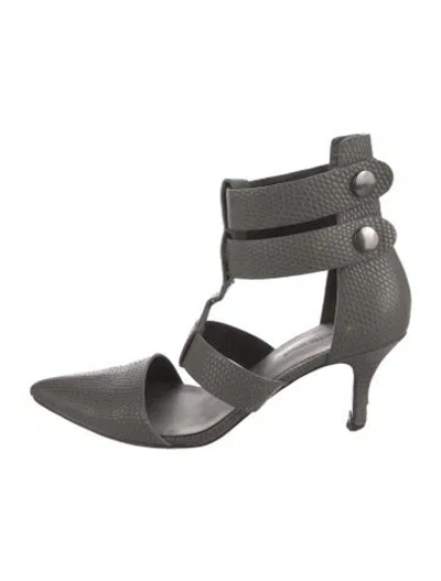 Pre-owned Alexander Wang Leather T-strap Pumps In Gray
