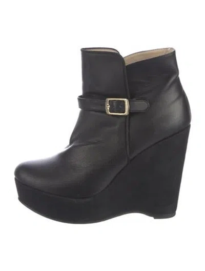 Pre-owned Alexander Wang Leather Whipstitch Trim Boots In Black