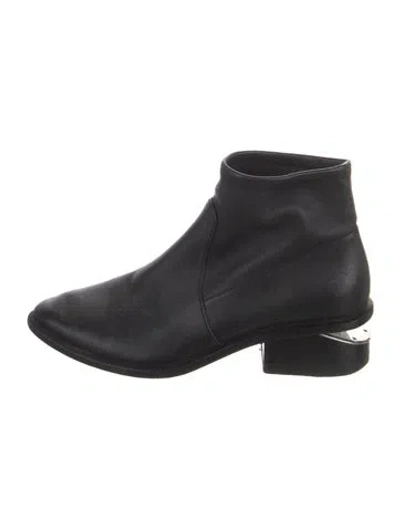 Pre-owned Alexander Wang Leather Whipstitch Trim Boots In Black