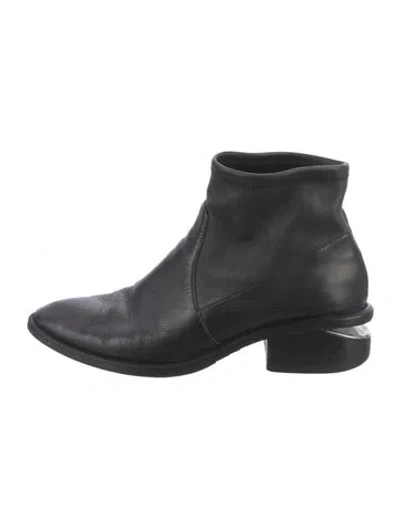 Pre-owned Alexander Wang Leather Whipstitch Trim Chelsea Boots In Black