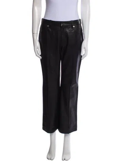 Pre-owned Alexander Wang Leather Wide Leg Pants In Black