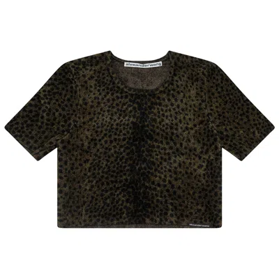 Pre-owned Alexander Wang Leopard Cropped Tee Shirt 'brown' | Women's Size L