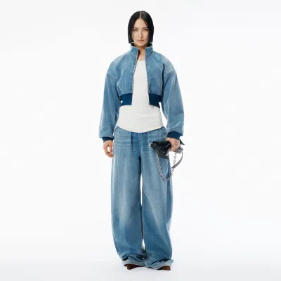 Alexander Wang Light Blue Brushed Denim Funnel Neck Jacket