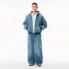 Alexander Wang Light Blue Brushed Denim Oversized Hoodie