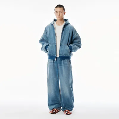 Alexander Wang Light Blue Brushed Denim Oversized Hoodie