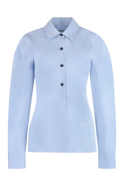 Alexander Wang Light Blue Cotton Shirt With Poplin Back Panel And Shoulder Straps For Women