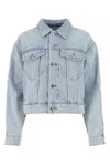 Alexander Wang Denim Jacket With Chest Pockets And Point Collar In Light Blue