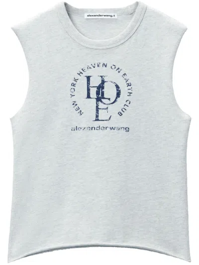 Alexander Wang Light Grey Cotton Baby Graphic Top In Gray
