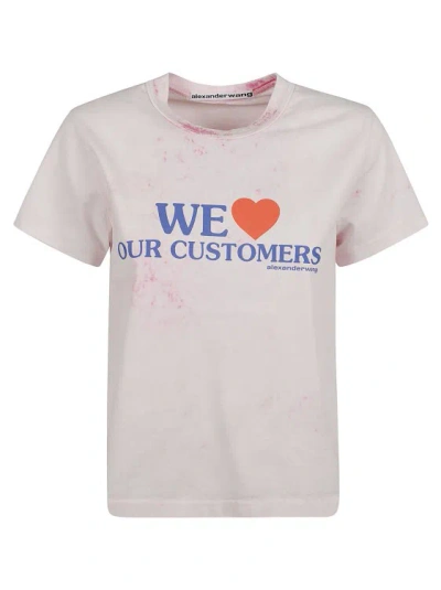Alexander Wang Light Pink T-shirt With Slogan Print In White