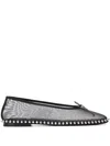 Alexander Wang Lina Studded Mesh Ballet Flats In Black