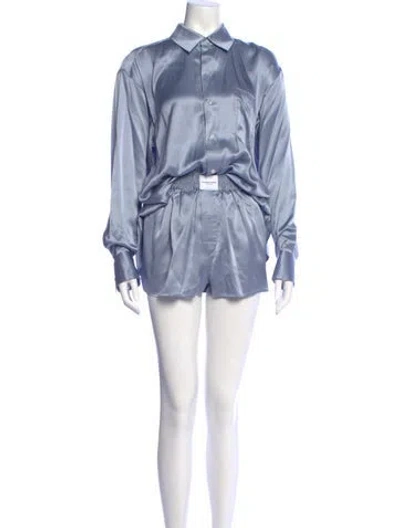 Pre-owned Alexander Wang Linen Romper In Blue