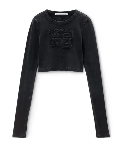 Alexander Wang Logo-appliqué Long-sleeve T-shirt In White
