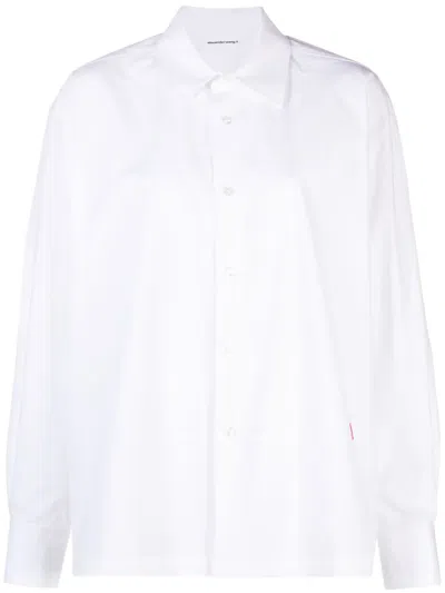 ALEXANDER WANG LOGO-APPLIQUÉ COTTON SHIRT