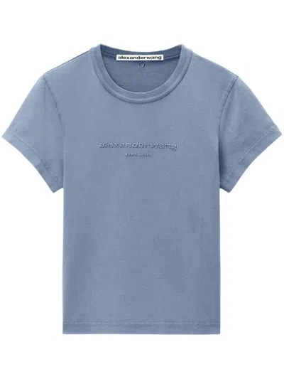 Alexander Wang Logo-appliqué Shrunken T-shirt In Blue