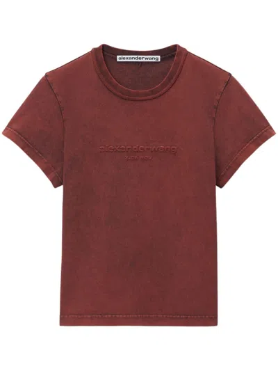 Alexander Wang Logo-appliqué Shrunken T-shirt In Red