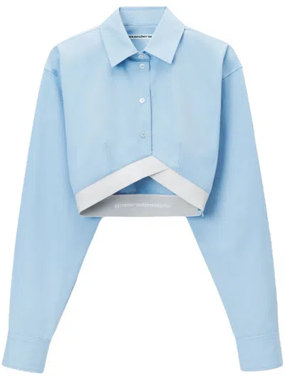 Alexander Wang Cropped-t-shirt Mit Logo In Blue