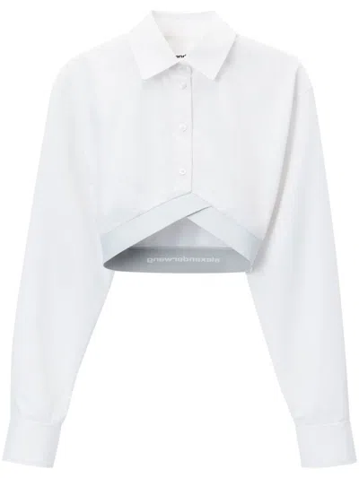 Alexander Wang Logo-band Cropped Shirt In White