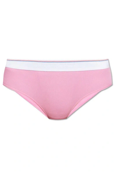 Alexander Wang Logo Band Embroidered Briefs In Pink