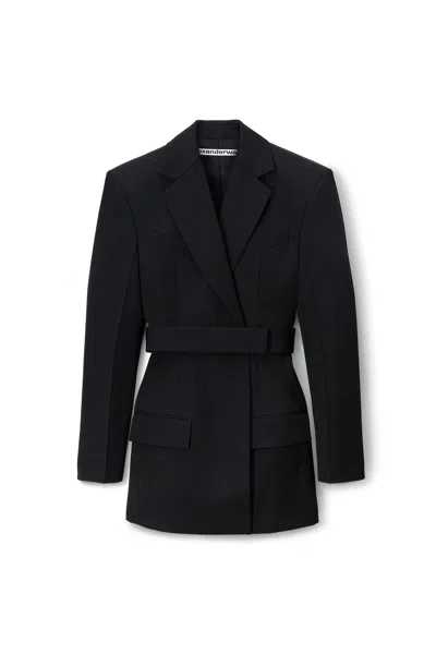 Alexander Wang Logo Belted Blazer Dress In Black