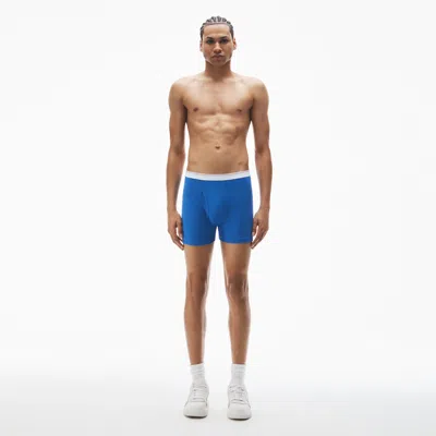 Alexander Wang Logo Boxer Brief In Cotton Stretch In Blue