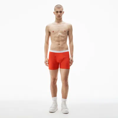 Alexander Wang Logo Boxer Brief In Cotton Stretch In Red