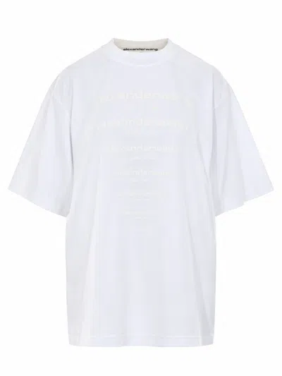 Alexander Wang Logo Cotton T-shirt With Crew Neck, Oversized Fit, Voluminous Sleeves In White